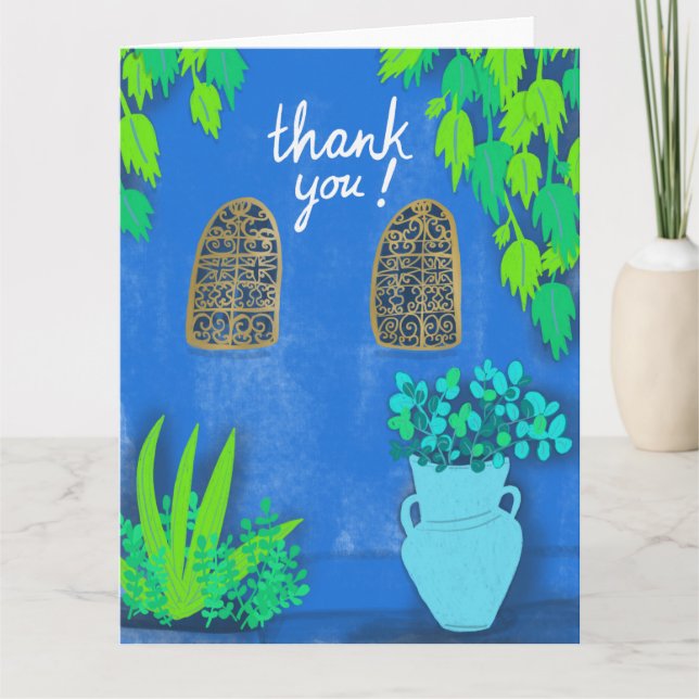 Blue Garden Majorelle Jardin Morocco THANK YOU Card (Front)