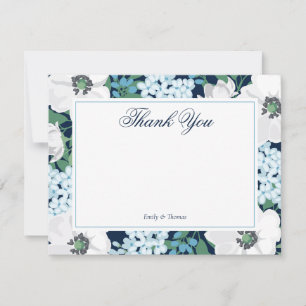 Blue Garden Rose Personalised Thank You Notes