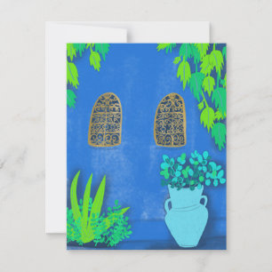 Blue Garden Wall Exotic Secret Jardin Majorelle Card
