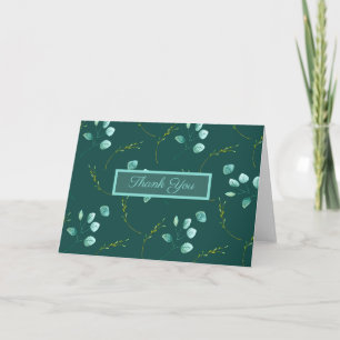 Blue Garden Watercolor Stems Wedding Thank You Card