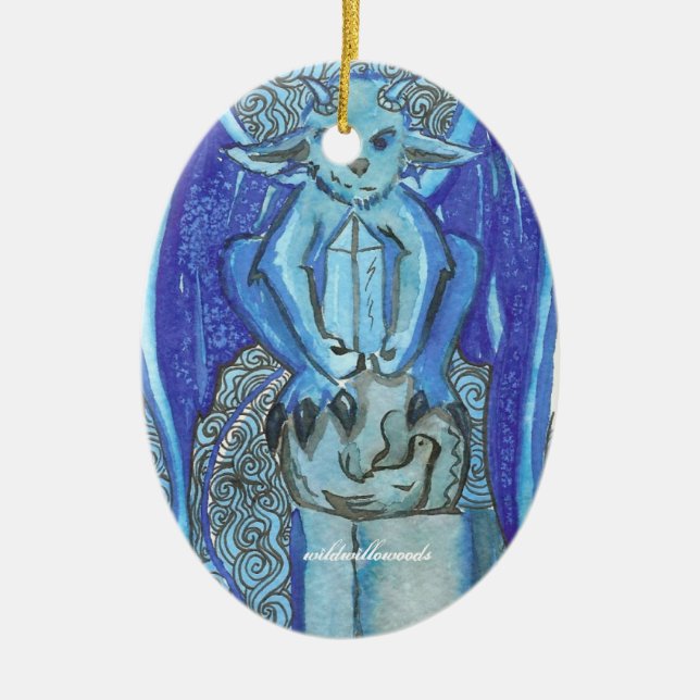 blue gargoyle ceramic tree decoration (Front)