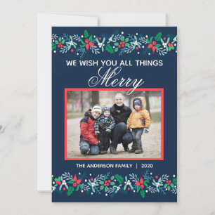 Blue Garland - Flat Holiday Card