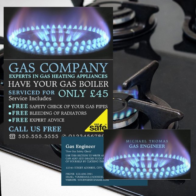 Blue Gas Ring, Gas Engineer & Supplier Business Card (Creator Uploaded)