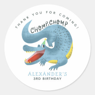 Blue Gator Theme Birthday Party Thank You Favour Classic Round Sticker