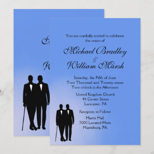Blue Gay Wedding Invitation