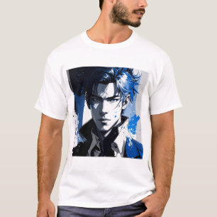 Blue Gaze – Stylized Portrait in Paint and Motion T-Shirt
