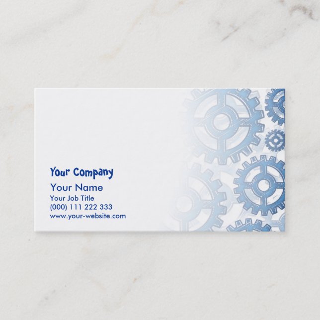 Blue gear wheels business card (Front)