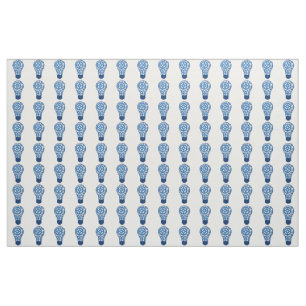 Blue gears light bulb fabric