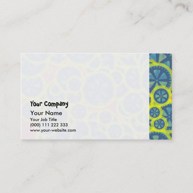 Blue gearwheels business card (Front)