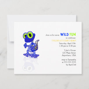 Blue Gecko Birthday Invitation