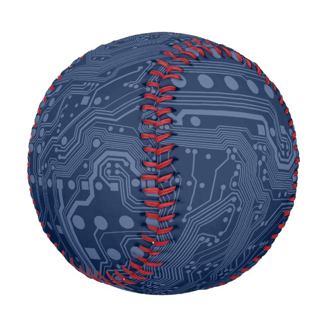 Blue Geek Motherboard Circuit Pattern Baseball (Angled)