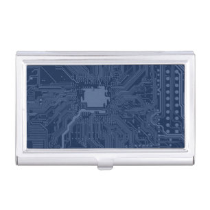 Blue Geek Motherboard Circuit Pattern Business Card Holder