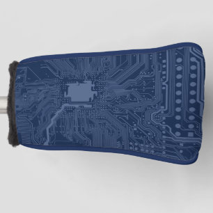 Blue Geek Motherboard Circuit Pattern Golf Head Cover
