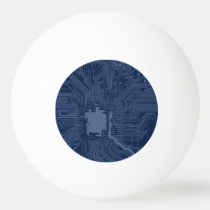 Blue Geek Motherboard Circuit Pattern Ping Pong Ball