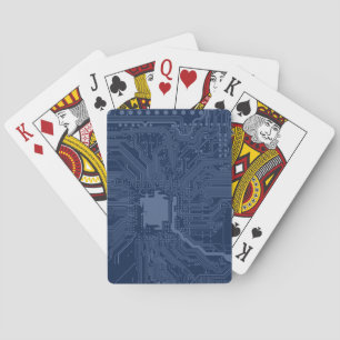Blue Geek Motherboard Circuit Pattern Playing Cards