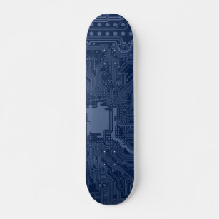 Blue Geek Motherboard Circuit Pattern Skateboard