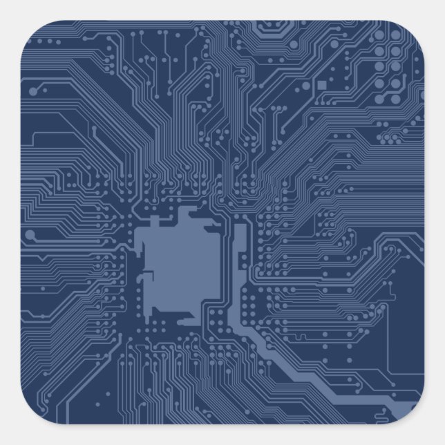 Blue Geek Motherboard Circuit Pattern Square Sticker (Front)