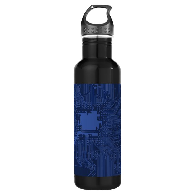Blue Geek Motherboard Pattern 710 Ml Water Bottle (Front)