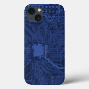 Blue Geek Motherboard Pattern iPhone 13 Case