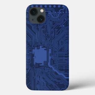 Blue Geek Motherboard Pattern iPhone 13 Case