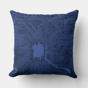 Blue Geek Motherboard Pattern Cushion