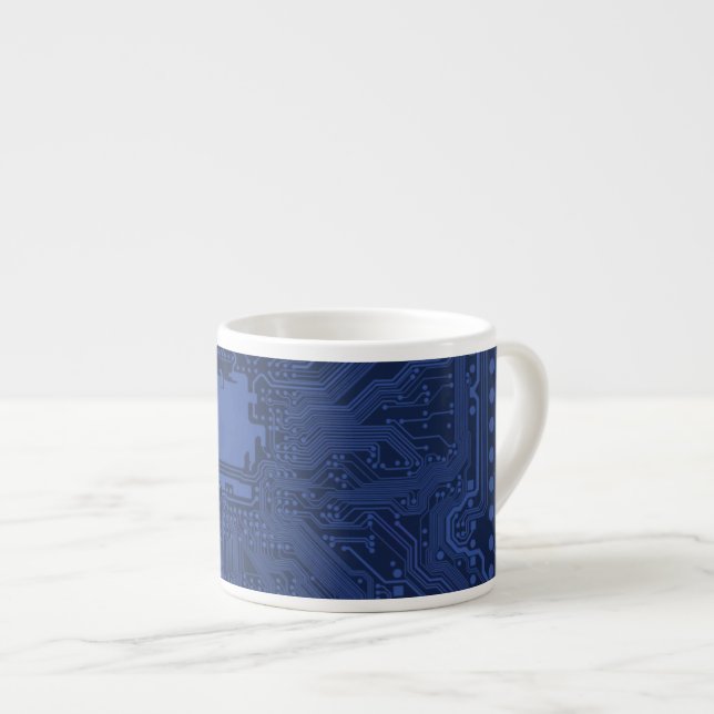 Blue Geek Motherboard Pattern Espresso Cup (Front Right)