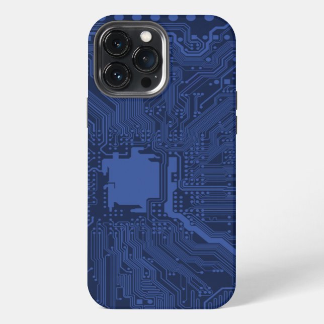 Blue Geek Motherboard Pattern iPhone Case (Back)