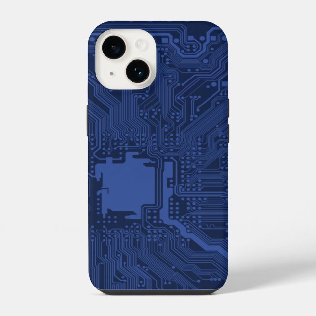 Blue Geek Motherboard Pattern iPhone Case (Back)