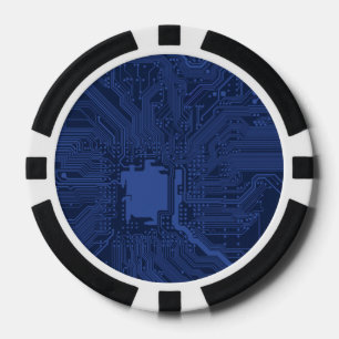 Blue Geek Motherboard Pattern Poker Chips