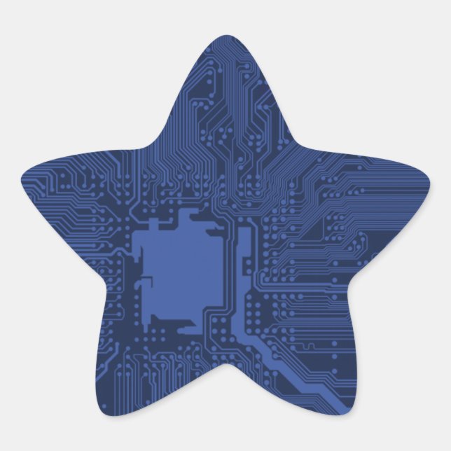 Blue Geek Motherboard Pattern Star Sticker (Front)