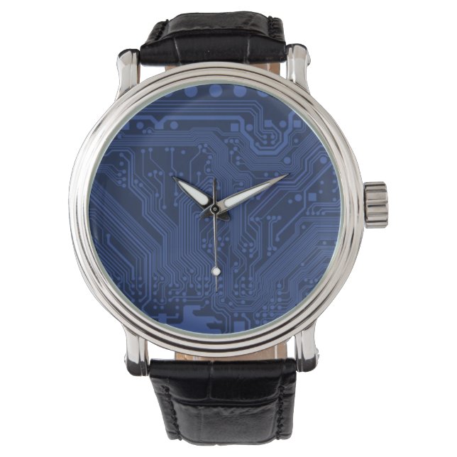 Blue Geek Motherboard Pattern Watch (Front)