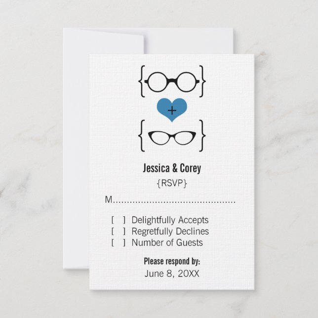 Blue Geeky Glasses Response Card (Front)