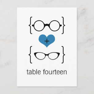 Blue Geeky Glasses Table Number Postcard