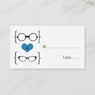 Blue Geeky Glasses Wedding Place Cards