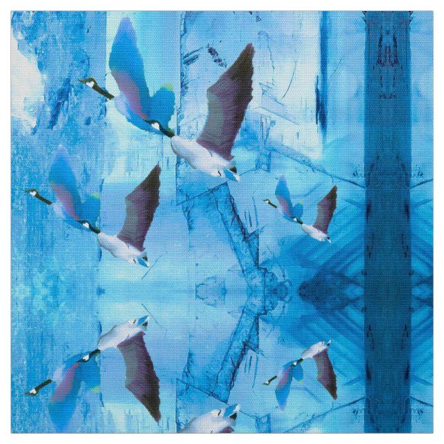 Blue Geese in Ice Fabric (Swatch)