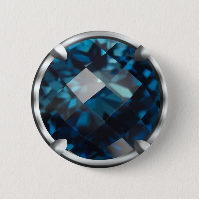 Blue Gem Design 6 Cm Round Badge (Front)