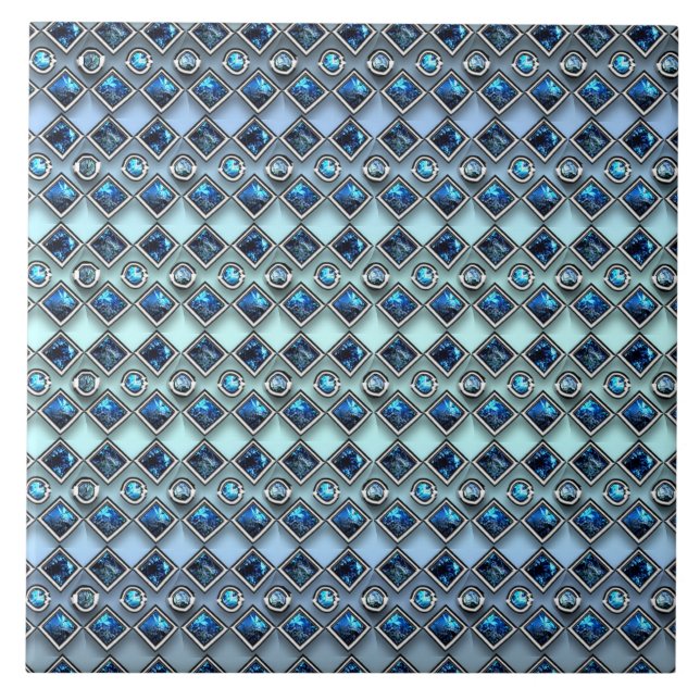 Blue Gemstones Decorative Ceramic Tile (Front)