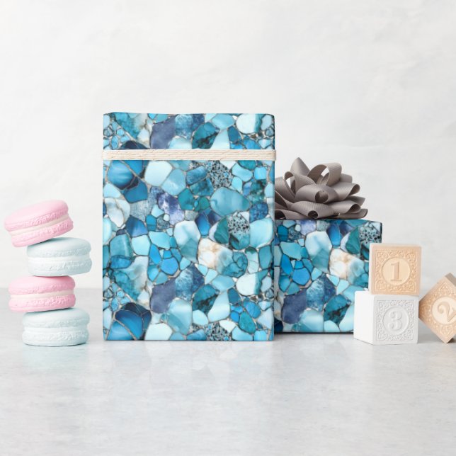 Blue Gemstones  Wrapping Paper (Baby Shower)