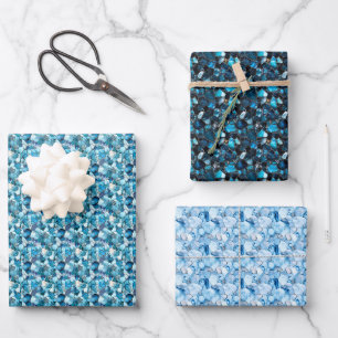 Blue Gemstones Wrapping Paper Sheet