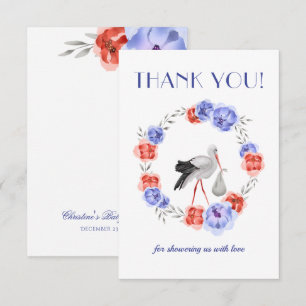 Blue Gender Neutral Watercolor Thank You Card