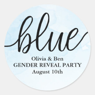Blue Gender Reveal Baby Shower Classic Round Sticker