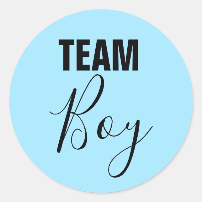 Blue Gender Reveal Team Boy Stickers (Front)