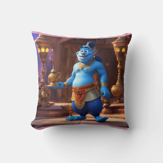Blue Genie Magic–3D Cartoon Aladdin-Inspired Desig Cushion (Front)