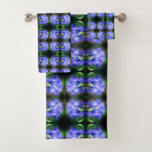 Blue Gentian Flower Abstract Art  Bath Towel Set