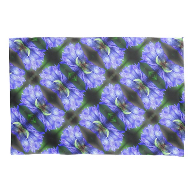 Blue Gentian Flower Abstract Pattern Pillowcase (Front)