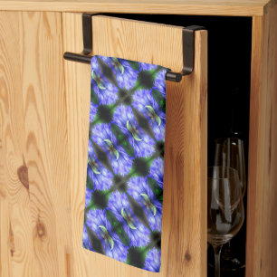 Blue Gentian Flower Abstract Pattern     Tea Towel