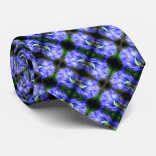 Blue Gentian Flower Abstract Pattern Tie
