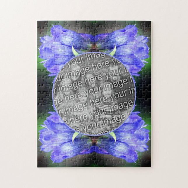 Blue Gentian Flower Frame Add Your Own Photo Jigsaw Puzzle (Vertical)
