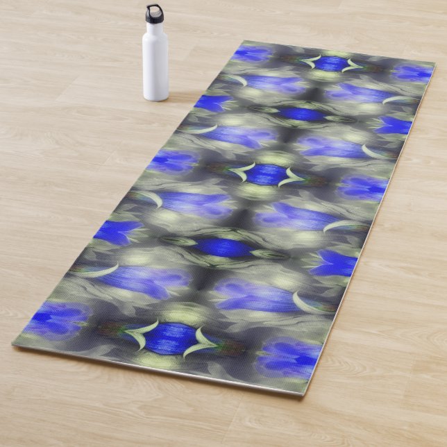Blue Gentian Flower Multiplied Abstract Nature   Yoga Mat (In Situ)