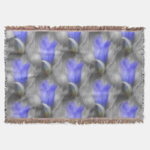 Blue Gentian Flower Nature Art Pattern Throw Blanket